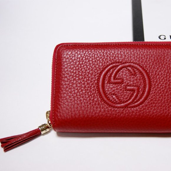 Gucci Soho Red Leather Zip Around Wallet Purse - Picture 3 of 7